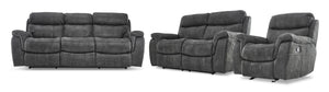 Morrow II Ens. sofa, causeuse et fauteuil berçant inclinables – gris