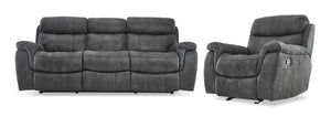 Morrow II Ens. sofa et fauteuil berçant inclinables – gris