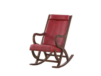 Arthur Rocking Chair - Burgundy/Walnut