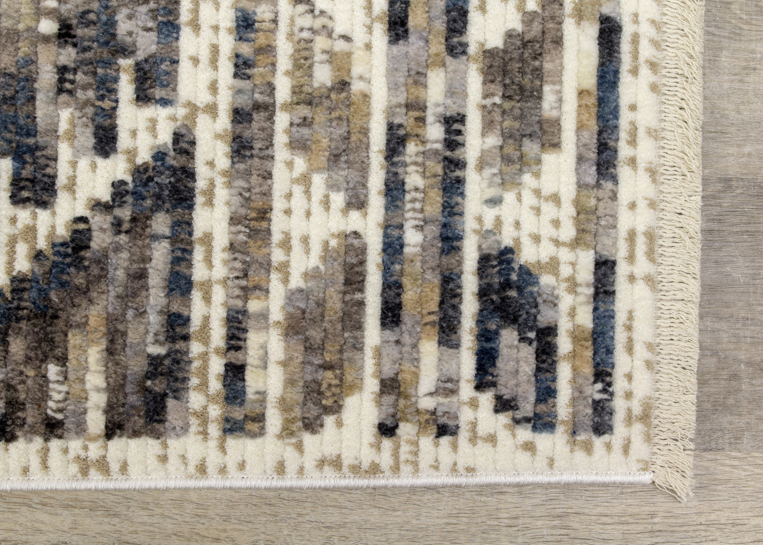 Natick 5'3" X 7'7" Hexagon Bands Rug - Blue Cream Area Rug