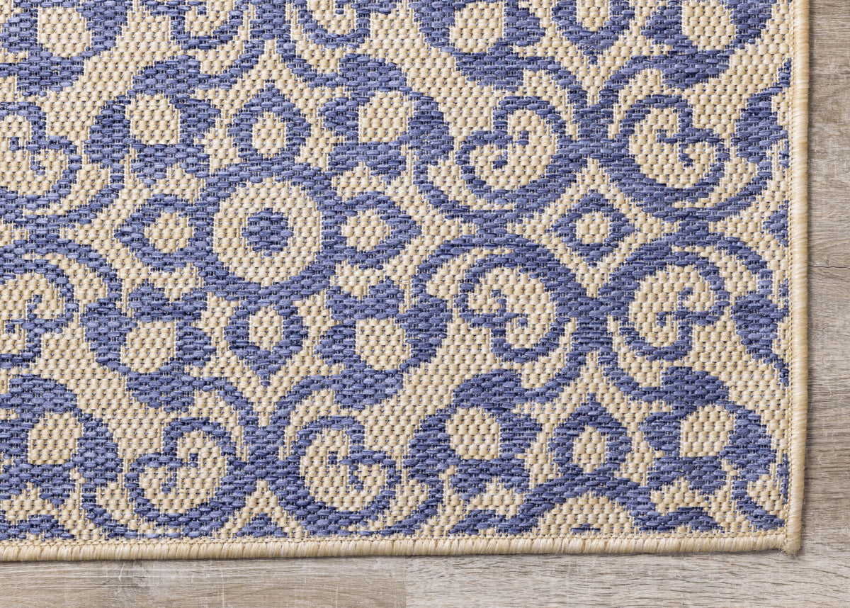 Camby 7'10" X 10'6" Indoor/Outdoor Elaborate Rug - Blue Beige  Area Rug