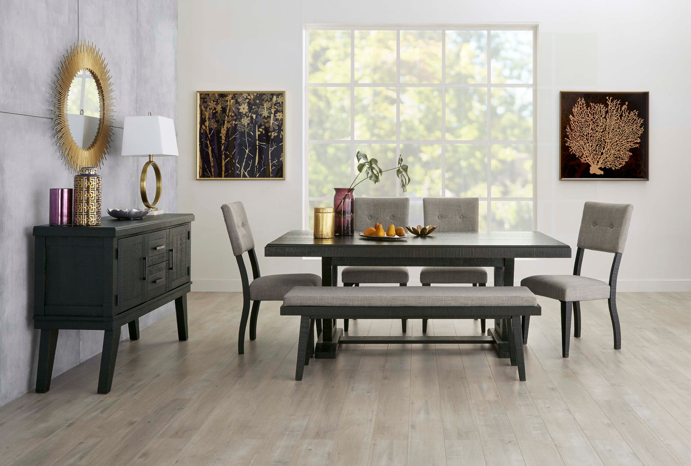Imari 7-Piece Dining Room Set - Black and Grey