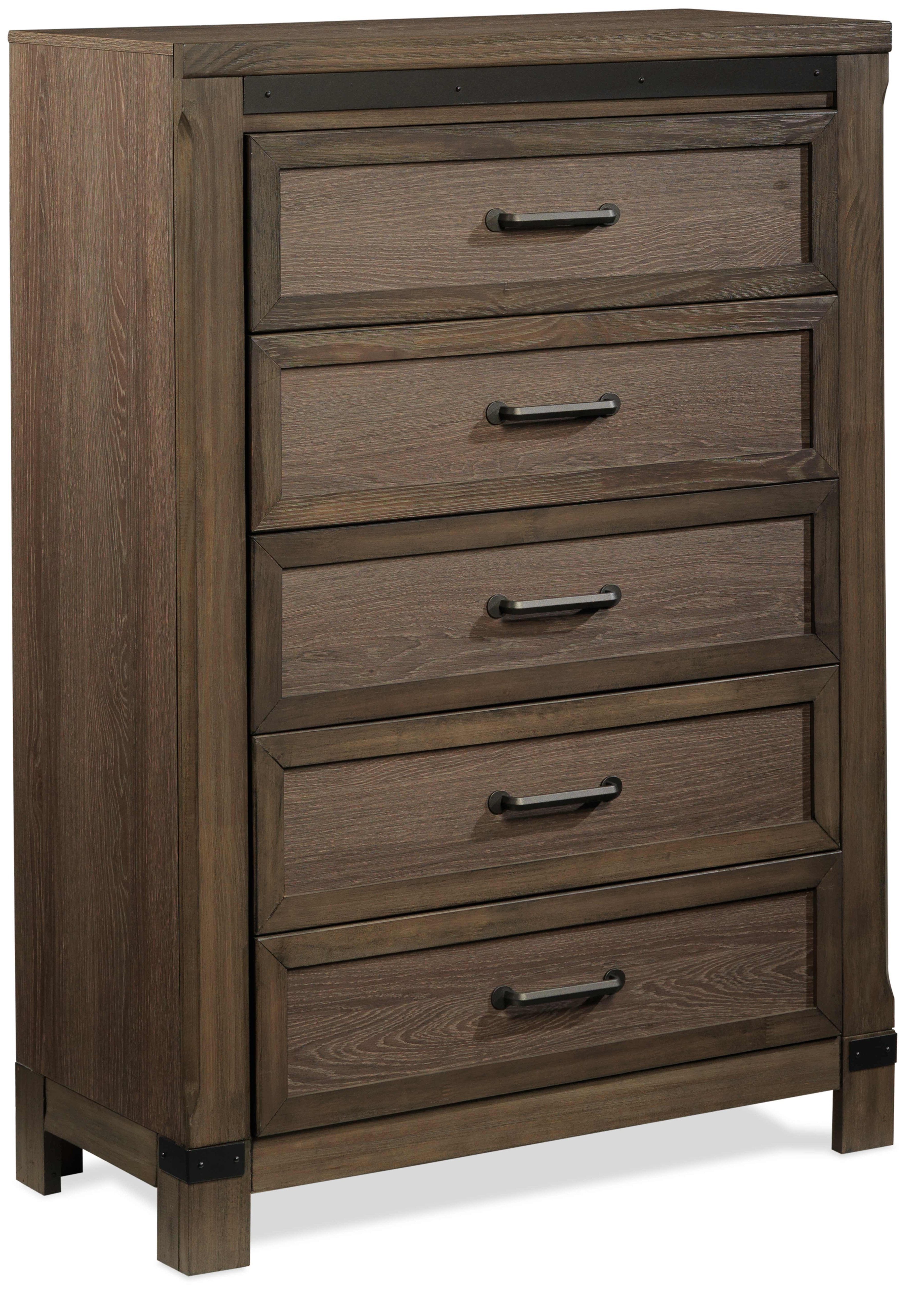Rossco 5-Drawer Chest - Rustic Oak