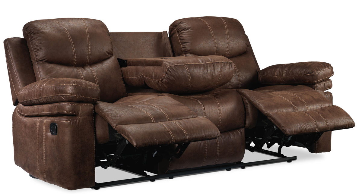 Marbella Reclining Sofa with Drop Down Table - Brown