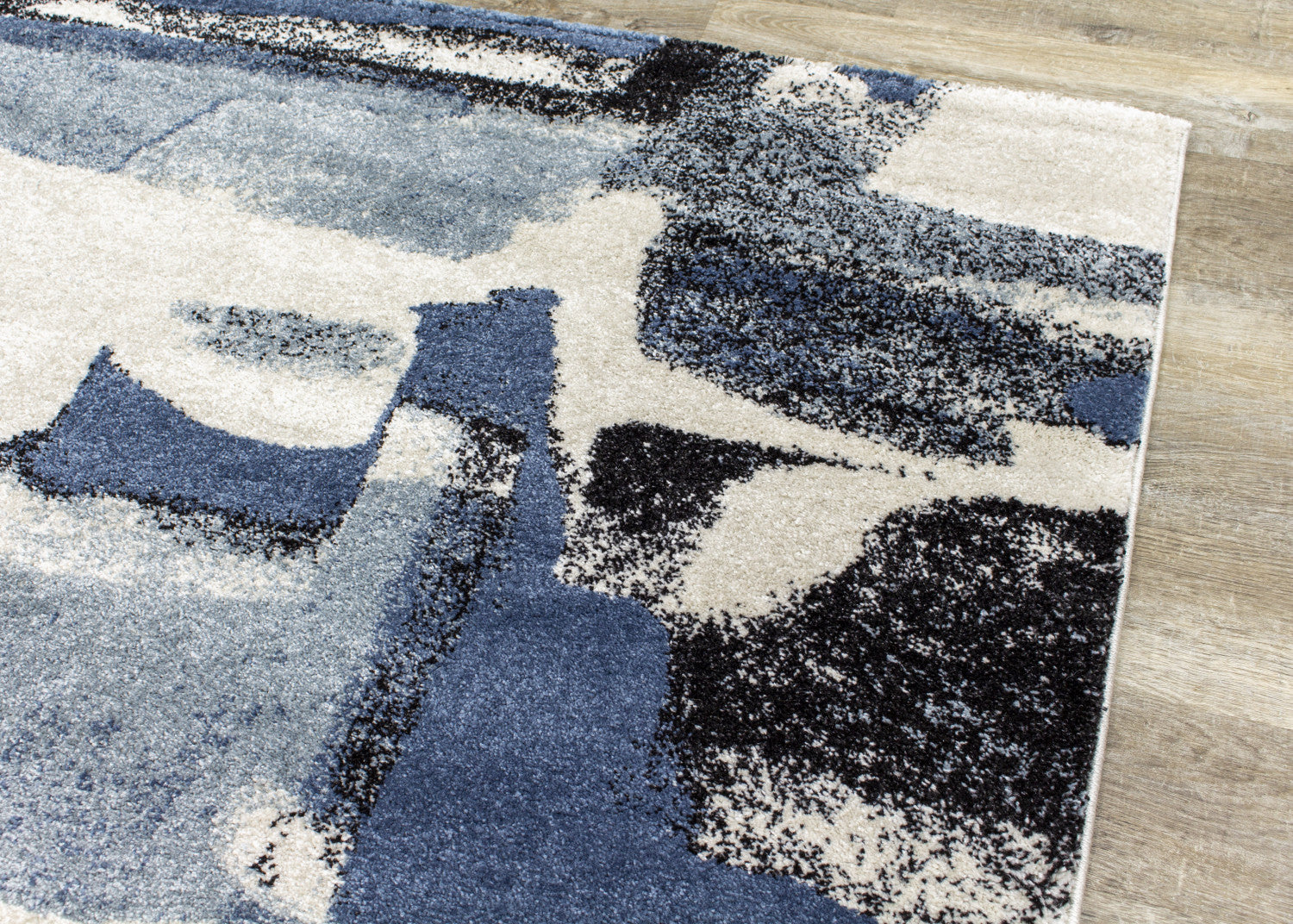 Easterly Uneven Stamps Rug - 8' X 11' - Cream/Blue/Grey