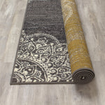 Fiona Medallion Stamps Area Rug - 8' X 10' - Grey/Cream
