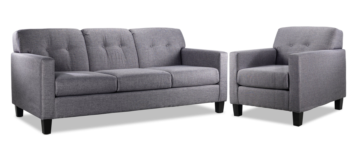 Merlin Sofa and Chair Set - Grey