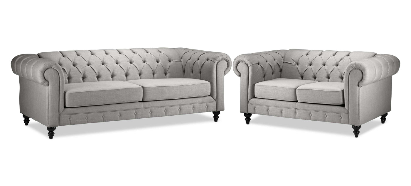 Derbyshire Sofa and Loveseat Set - Grey