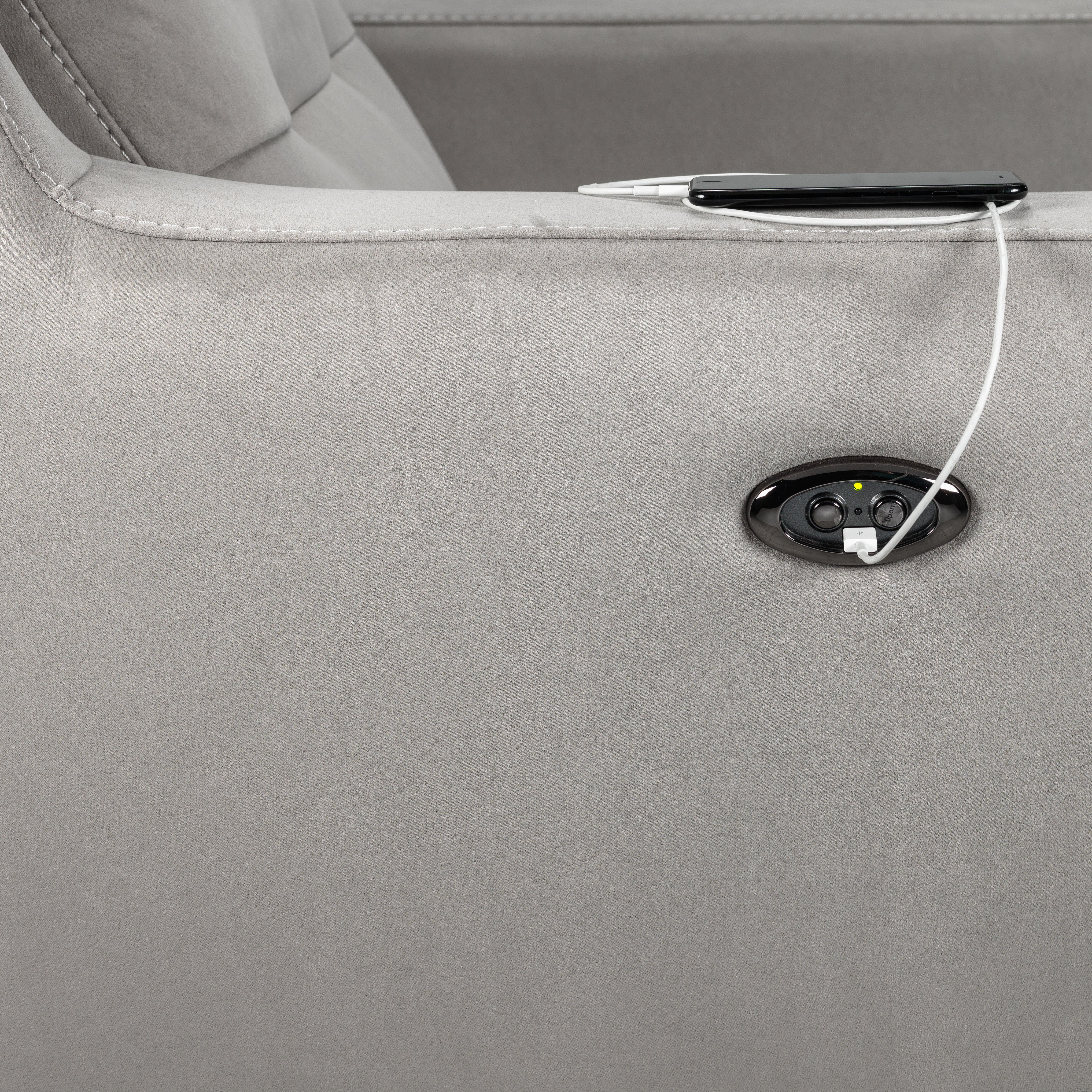 Lucas Power Reclining Loveseat - Silver Grey