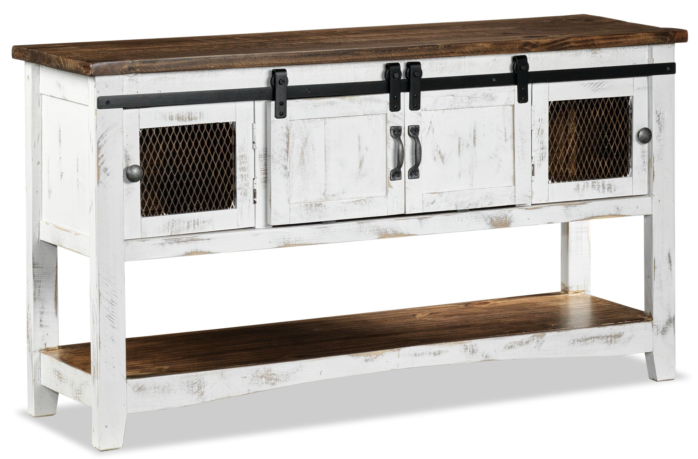 Pueblo 55" Sofa Table - Weathered White