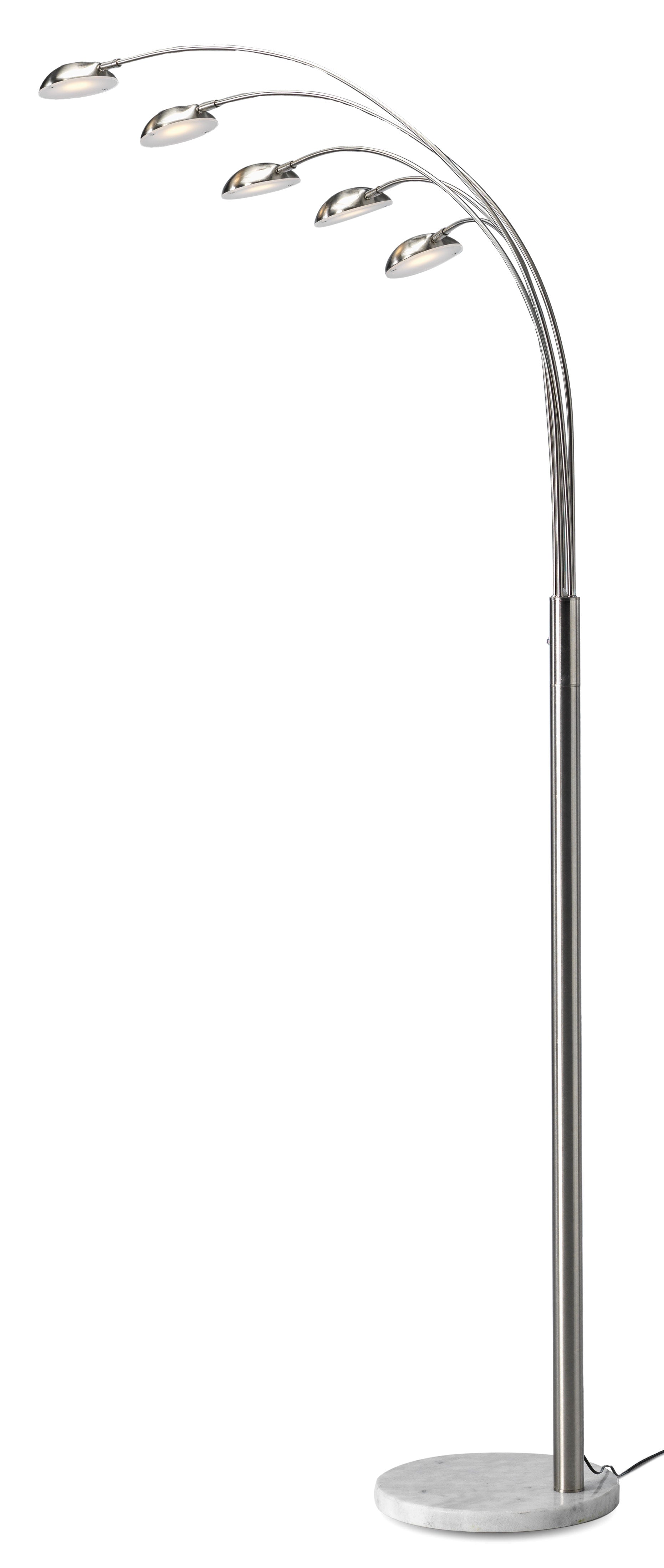 Peacock Arc Lamp - Satin Nickel with a Marble Base
