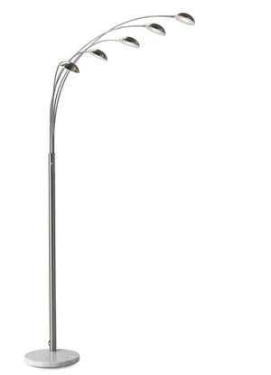 Peacock Arc Lamp - Satin Nickel with a Marble Base