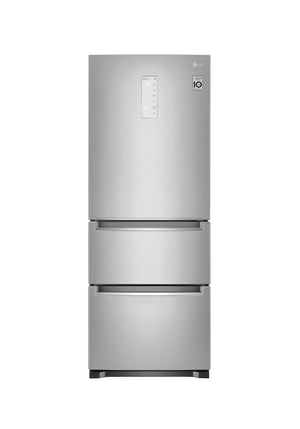 LG Réfrigérateur 3 portes 11,7 pi³ avec compartiment principal réfrigérateur/congélateur convertible pour aliments spécialisés (kimchi et sushi) 27 po argent platine LRKNS1205V