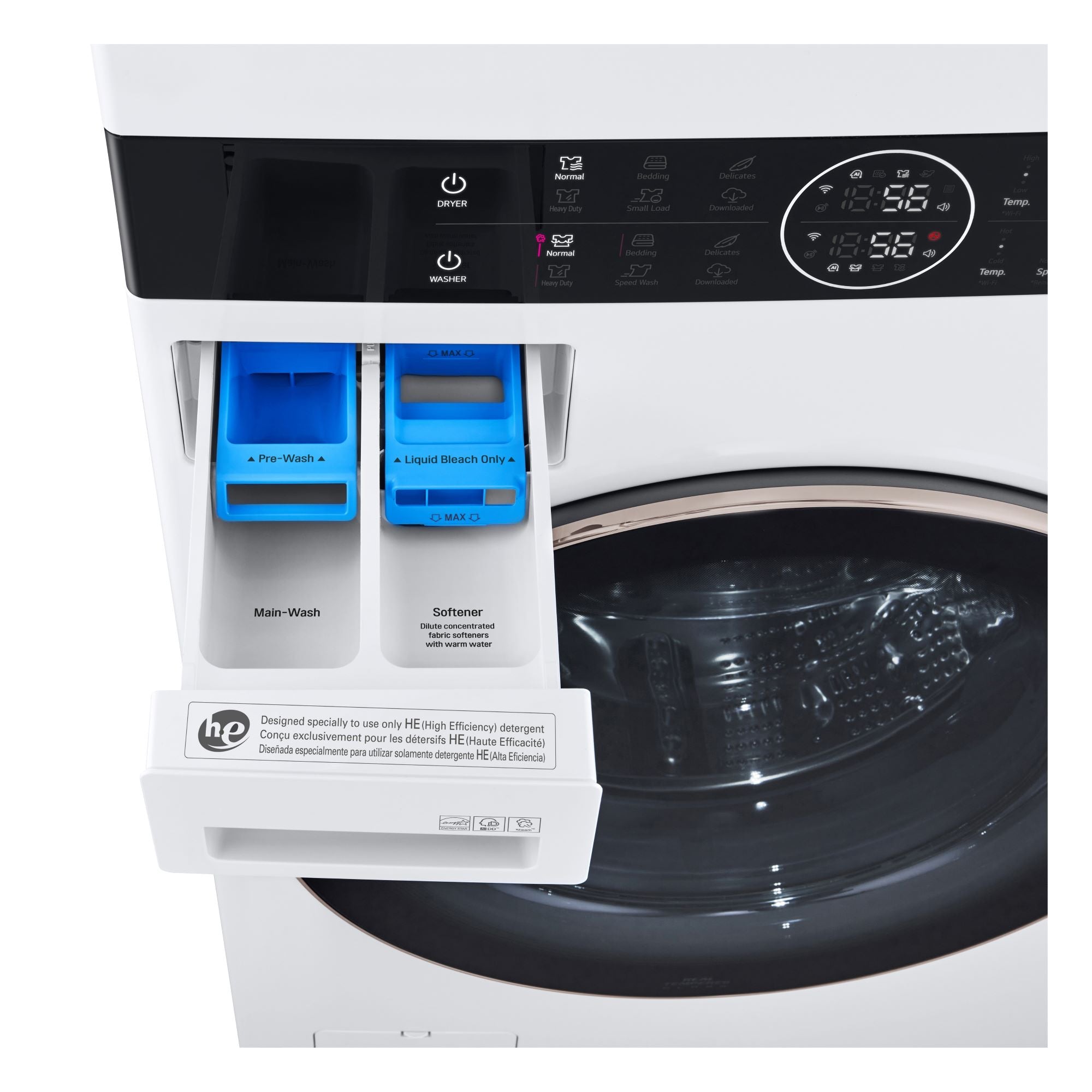 LG White Front Load LG WashTower™ with Centre Control™ 5.2 Cu.Ft. Steam Washer and 7.4 Cu. Ft. Electric Dryer - WKE100HWA
