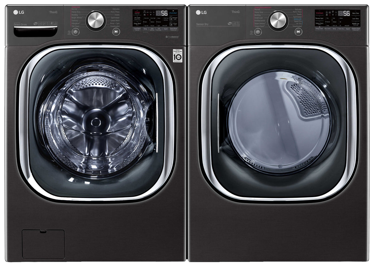 LG Black Steel Front-Load Washer (5.8 cu. ft.) & Electric Dryer (7.4 cu. ft.) - WM4500HBA/DLEX4500B