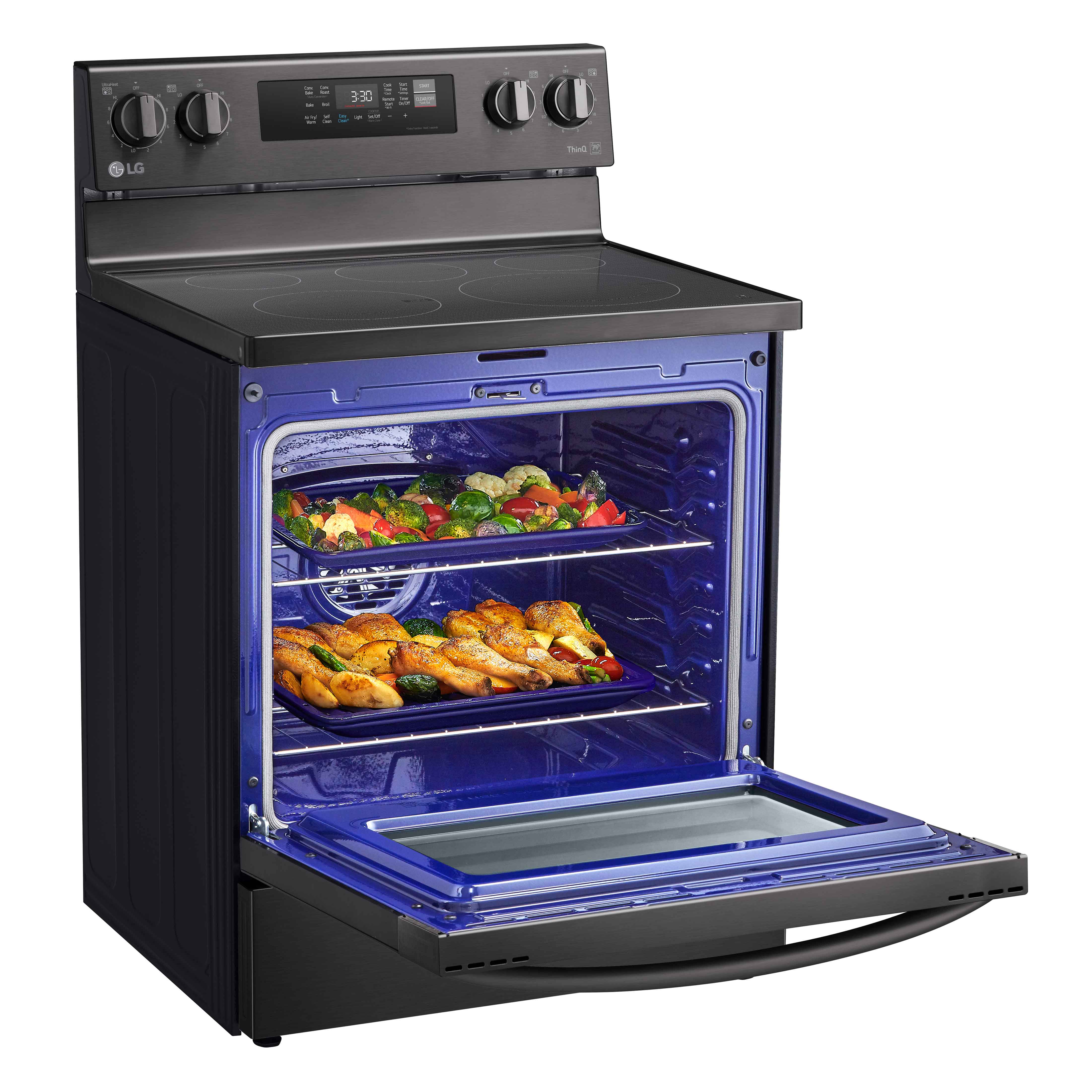 LG Black Stainless Steel 6.3 cu ft. Electric ThinQ® Range with Air Fry and Fan Convection- LREL6323D