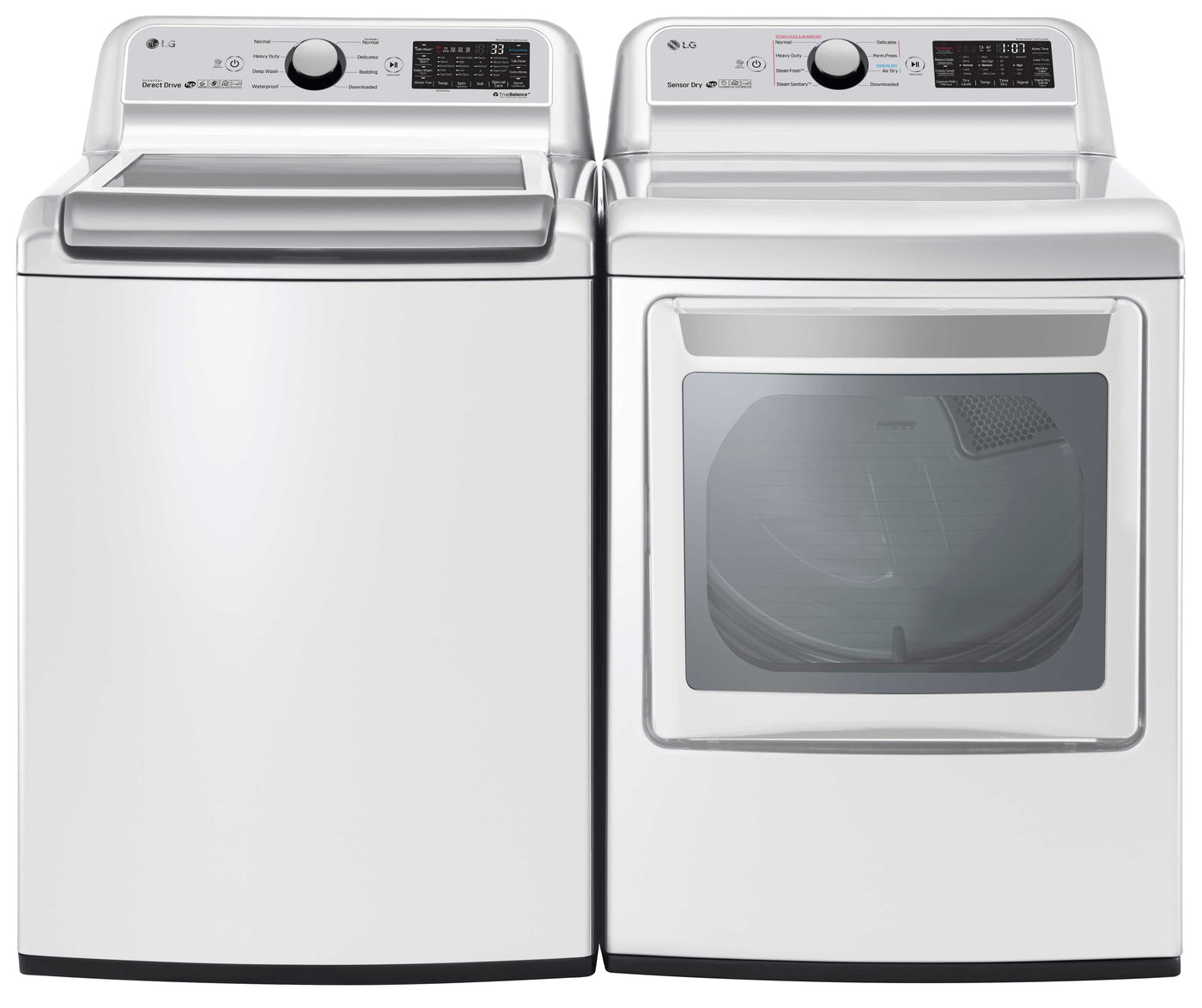 LG White Top-Load Washer (5.8 cu. ft.) & Electric Dryer (7.3 cu. ft.) - WT7300CW/DLEX7250W