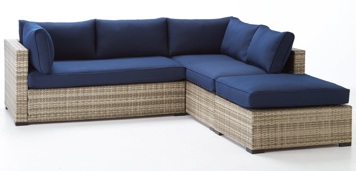 Caribe 2-Piece Outdoor Sectional and Ottoman - Navy