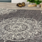 Fiona Medallion Stamps Area Rug - 5' X 7' - Grey/Cream