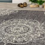 Fiona Medallion Stamps Area Rug - 8' X 10' - Grey/Cream
