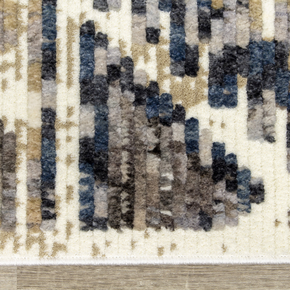 Natick 5'3" X 7'7" Hexagon Bands Rug - Blue Cream Area Rug