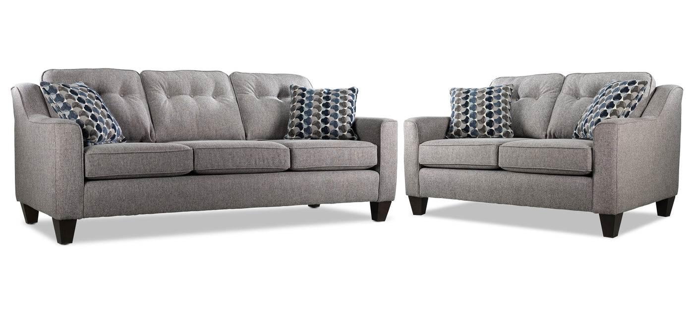Rockford Sofa and Loveseat Set - Grey