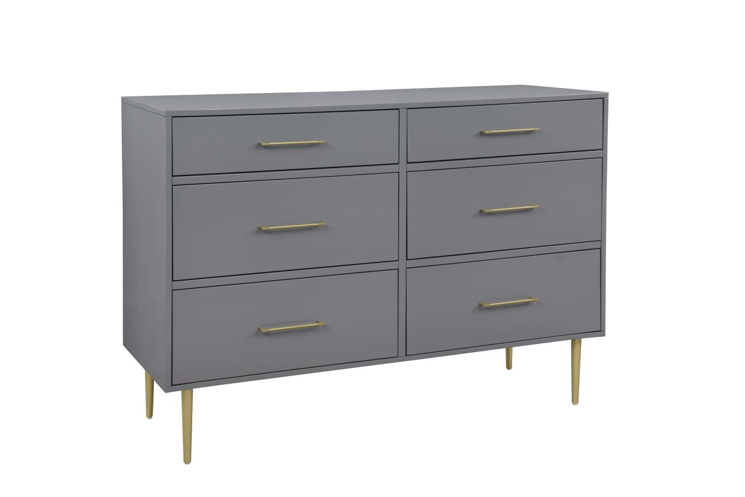 Valerie Glam 6-Drawer Dresser - Dark Grey