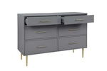 Valerie Glam 6-Drawer Dresser - Dark Grey