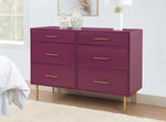 Valerie Glam 6-Drawer Dresser - Raspberry