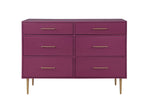 Valerie Glam 6-Drawer Dresser - Raspberry