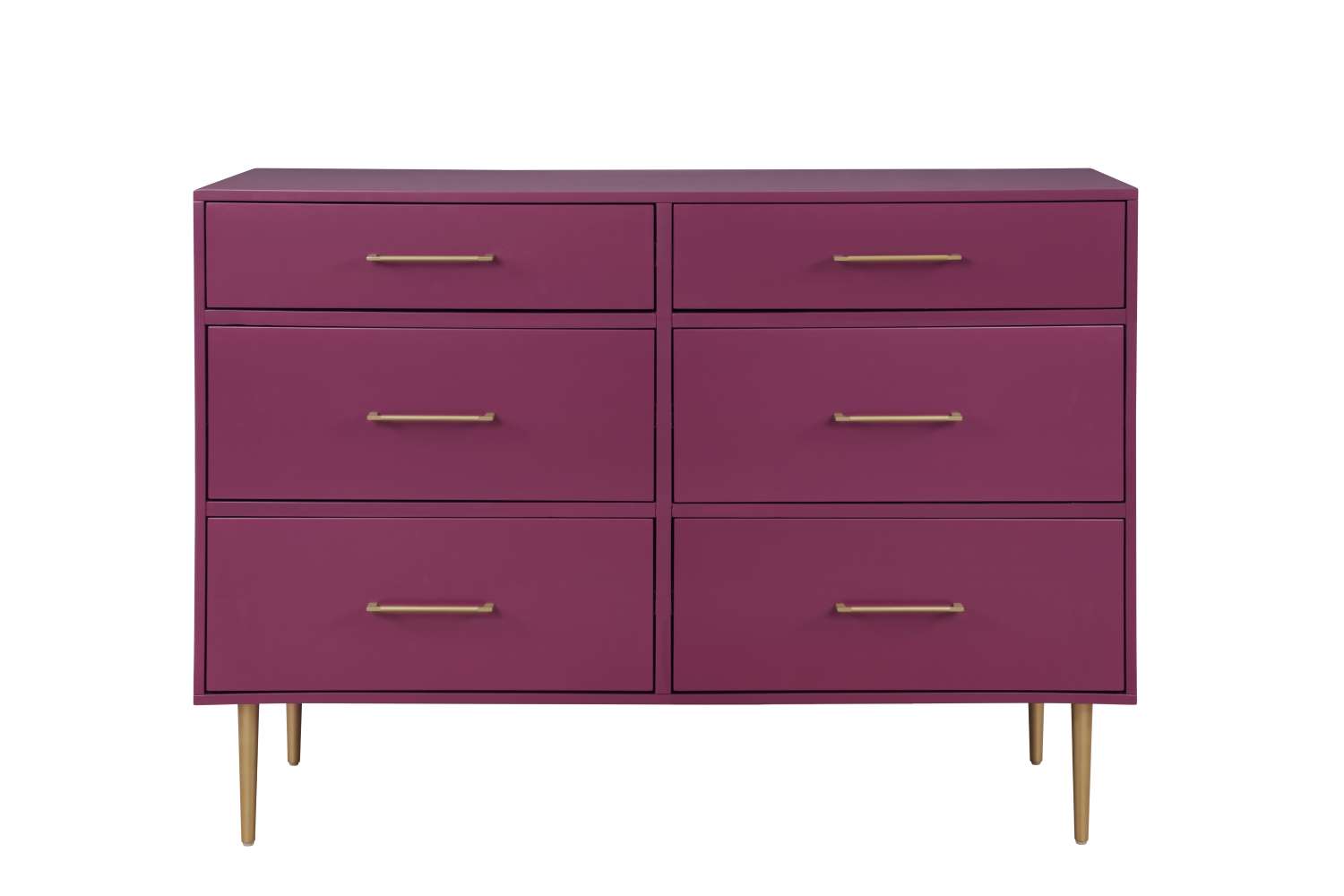 Valerie Glam 6-Drawer Dresser - Raspberry