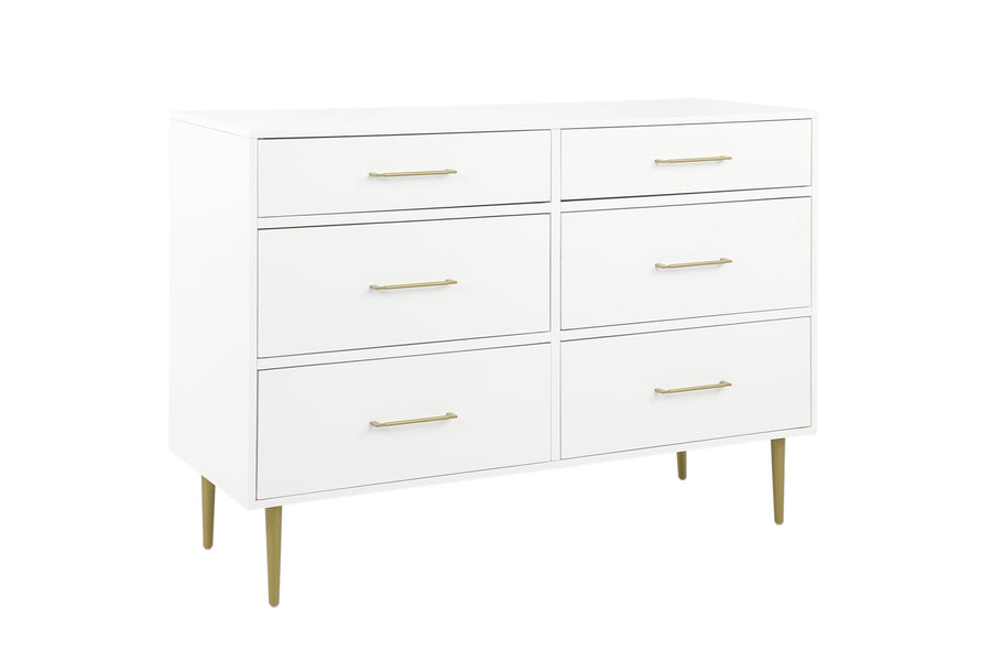 Valerie Glam 6 Drawer Dresser - White