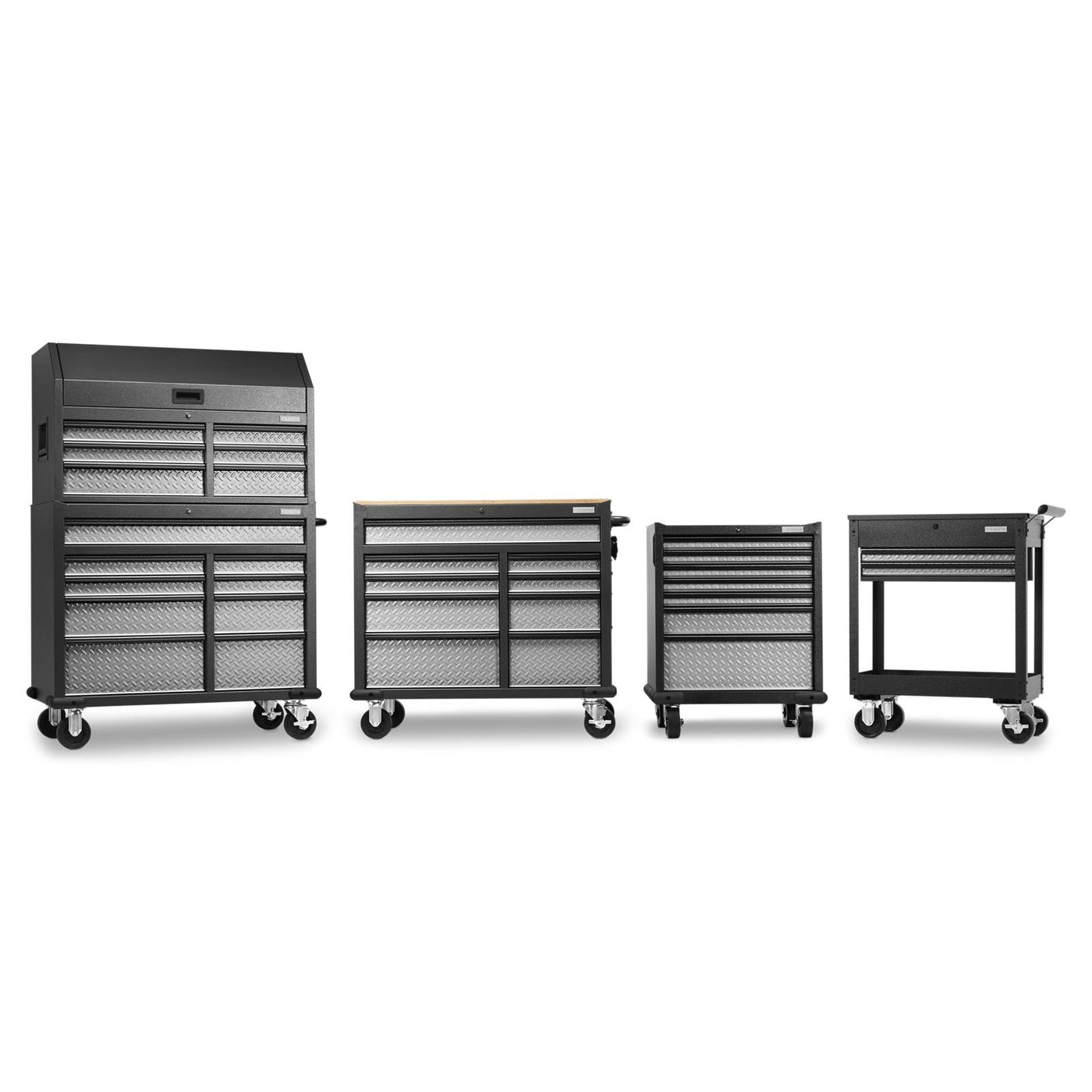 Gladiator Silver Tread Premier 41 inch 9-drawer Mobile Tool Workbench with Solid Wood Top - GAMT41HWJG