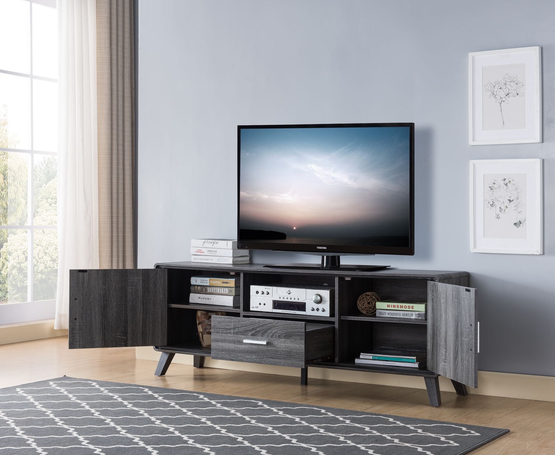 Alessia 60" TV Stand - Antique Grey