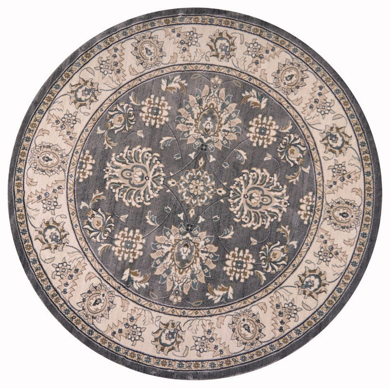 Camlann II Round Area Rug - 7'10" - Grey/Ivory