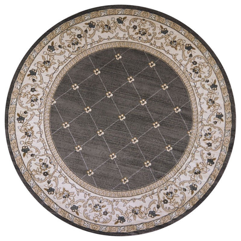 Camlann III Round Area Rug - I 7'10" - Grey/Ivory