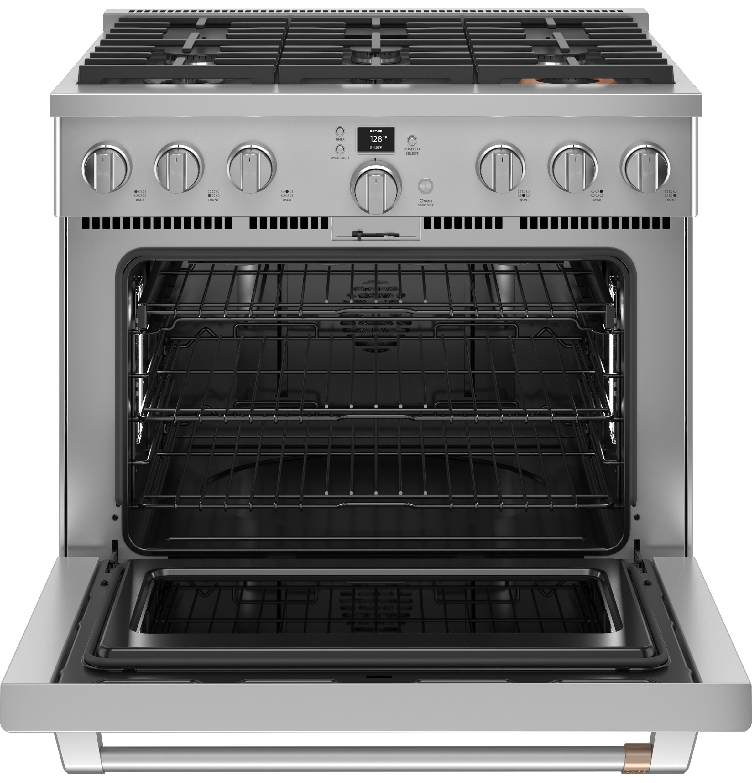 Café Stainless Steel 36" Commercial-Style 6-Burner Dual-Fuel Smart Range with Air Fry (5.75 Cu.Ft) - C2Y366P2TS1