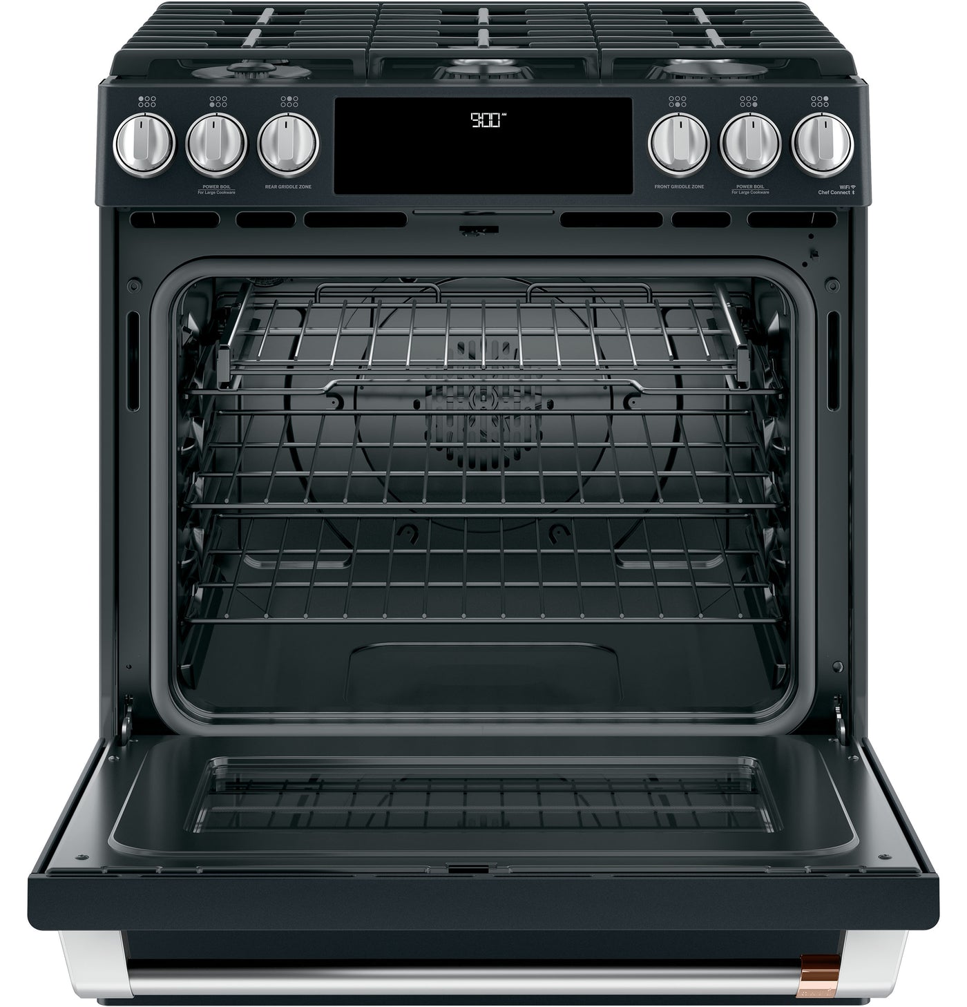 Café™ Matte Black 30" Slide-In Front Control Dual-Fuel Convection Range with Air Fry and Warming Drawer (5.7 CU.Ft) - CC2S900P3MD1