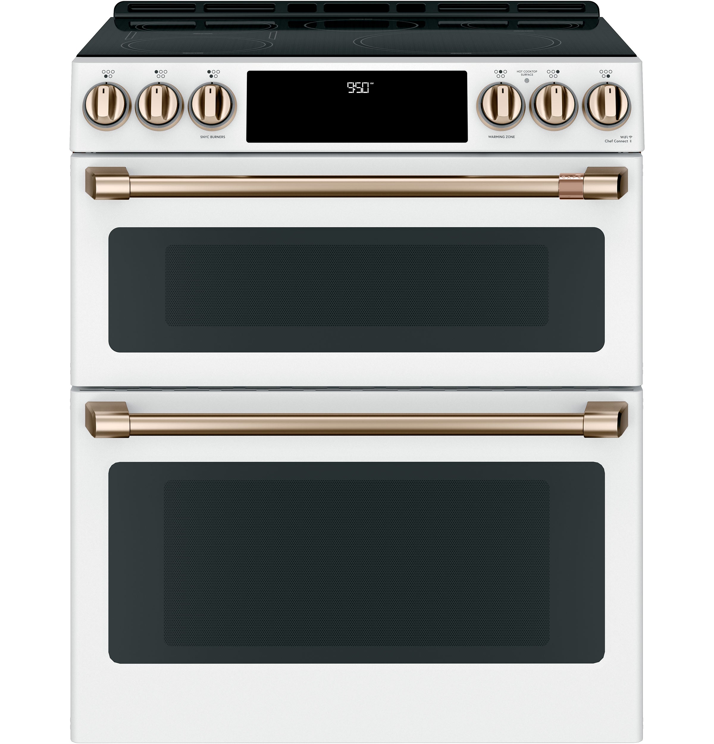 Café™ Matte White 30" Slide-In Front Control Induction and Convection Double Oven Range (7.0 Cu.Ft) - CCHS950P4MW2