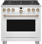 Café Matte White 36" All-Gas Commercial-Style Smart Range (6.2 Cu.Ft) -CGY366P4TW2