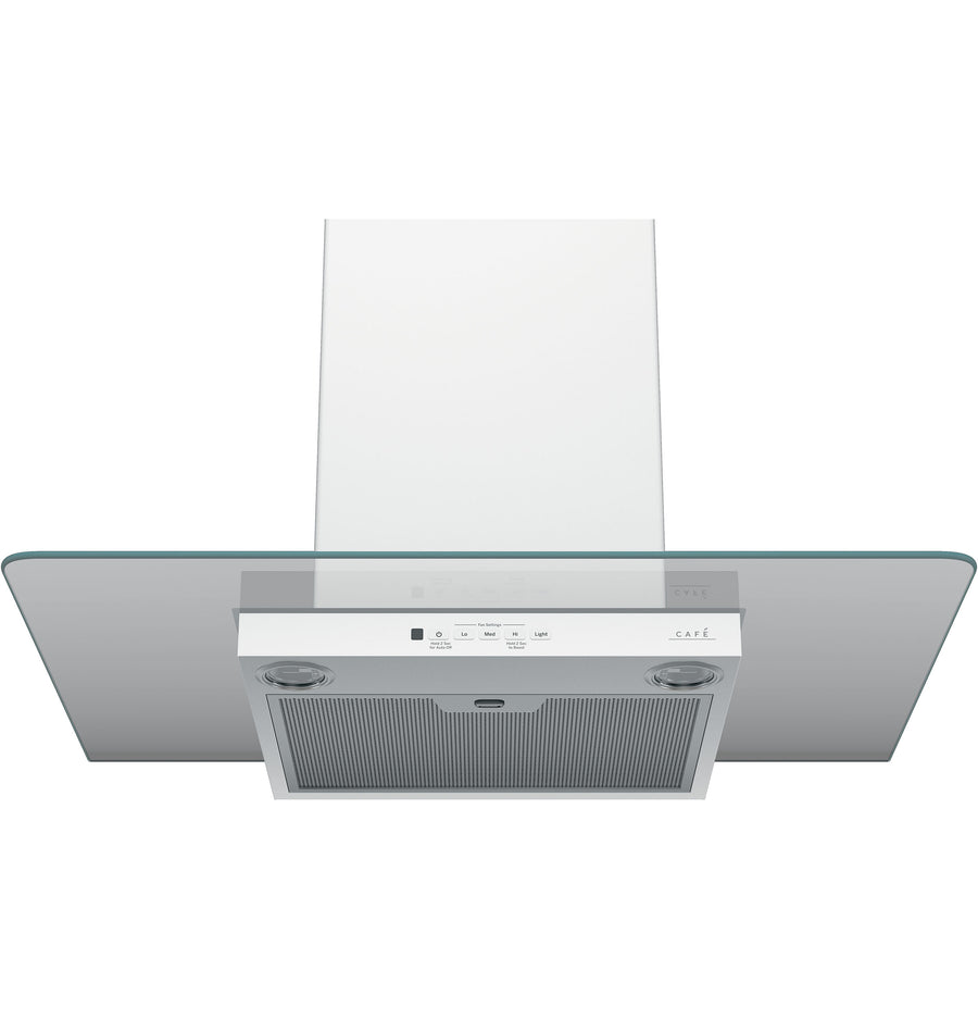 Café Matte White 30" 350-CFM Wall-Mount Glass Canopy Chimney Hood - CVW73014MWM