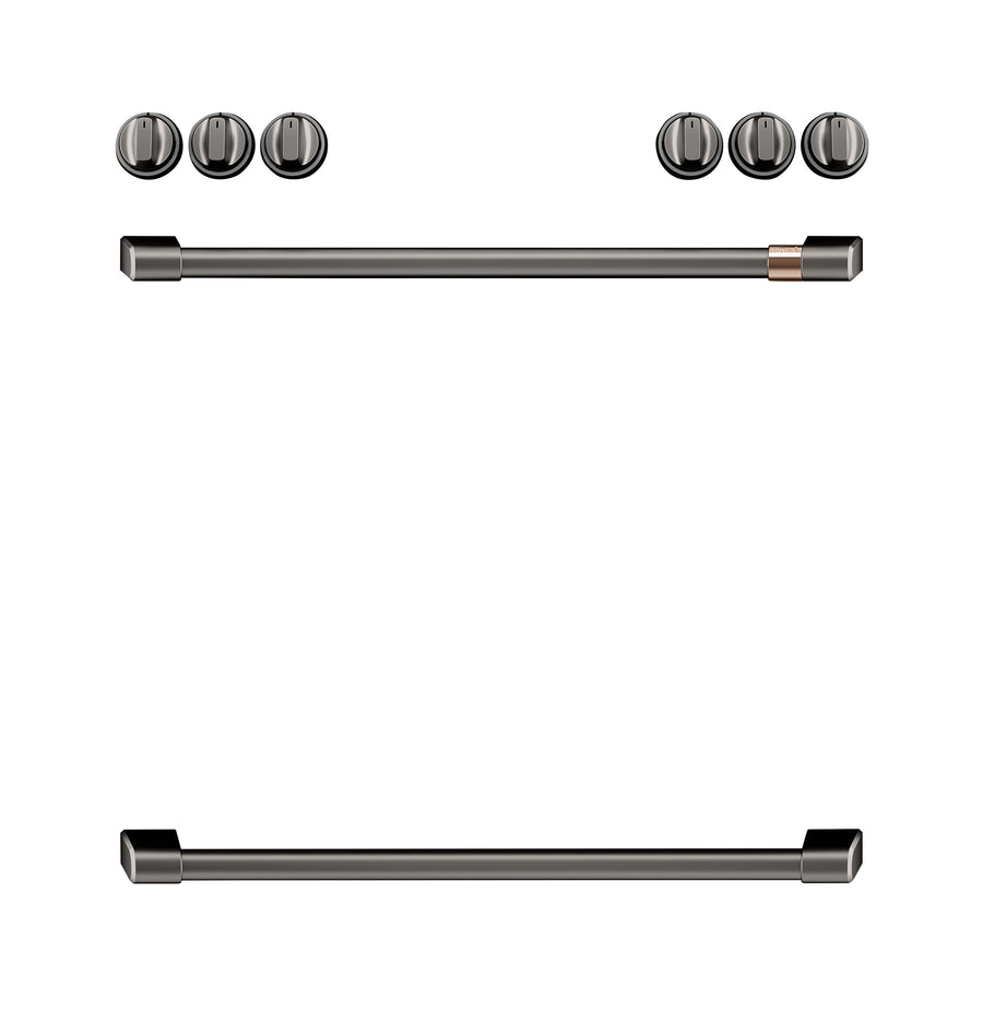 Café™ Brushed Black Front Control Electric Knobs and Handles Set - CXFCEHKPMBT