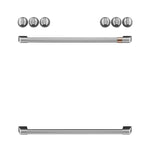 Café™ Brushed Stainless Front Control Electric Knobs and Handles Set - CXFCEHKPMSS