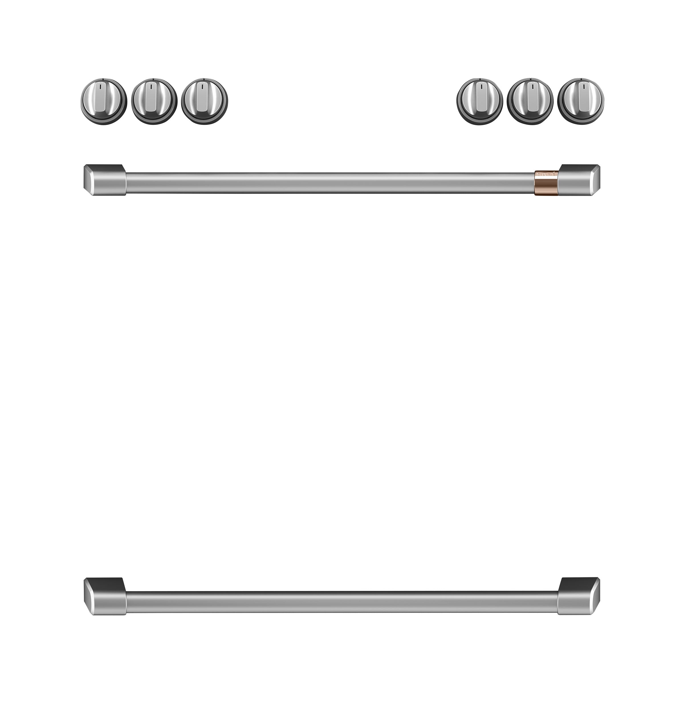 Café™ Brushed Stainless Front Control Electric Knobs and Handles Set - CXFCEHKPMSS