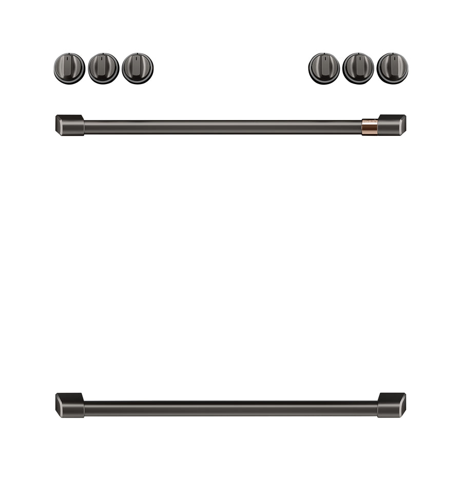 Café™ Brushed Black Front Control Induction Knobs and Handles Set - CXFCHHKPMBT