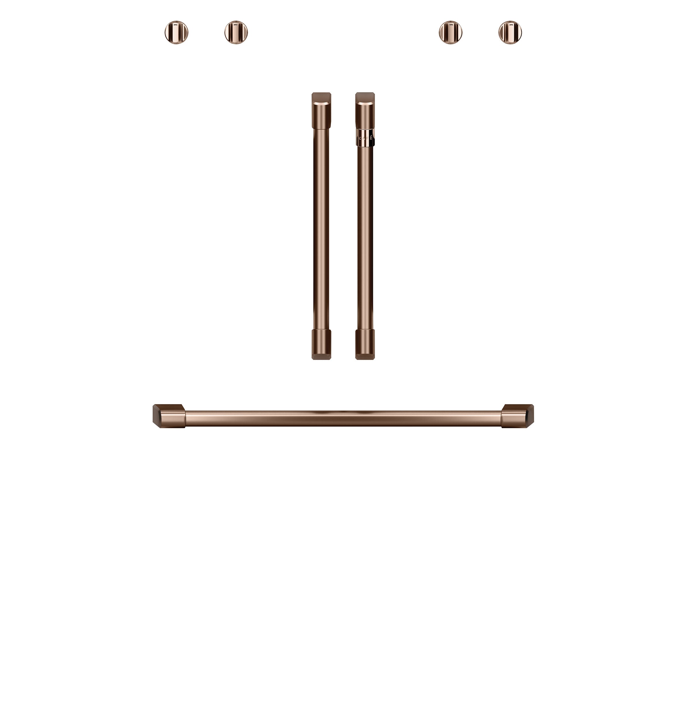 Café™ Brushed Copper 2Pcs. French-Door Handles; 1Pc. 30" Handle; 4Pcs. Knobs Set - CXWDFHKPMCU