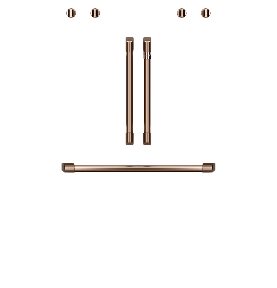 Café™ Brushed Copper 2Pcs. French-Door Handles; 1Pc. 30" Handle; 4Pcs. Knobs Set - CXWDFHKPMCU