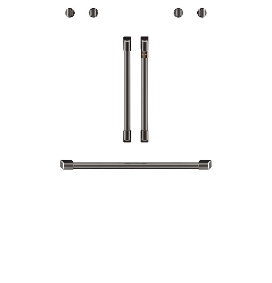 Café™ Brushed Stainless 2Pcs. French-Door Handles; 1Pc. 30" Handle; 4Pcs. Knobs Set - CXWDFHKPMSS