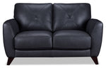 Carole Leather Loveseat - Grey