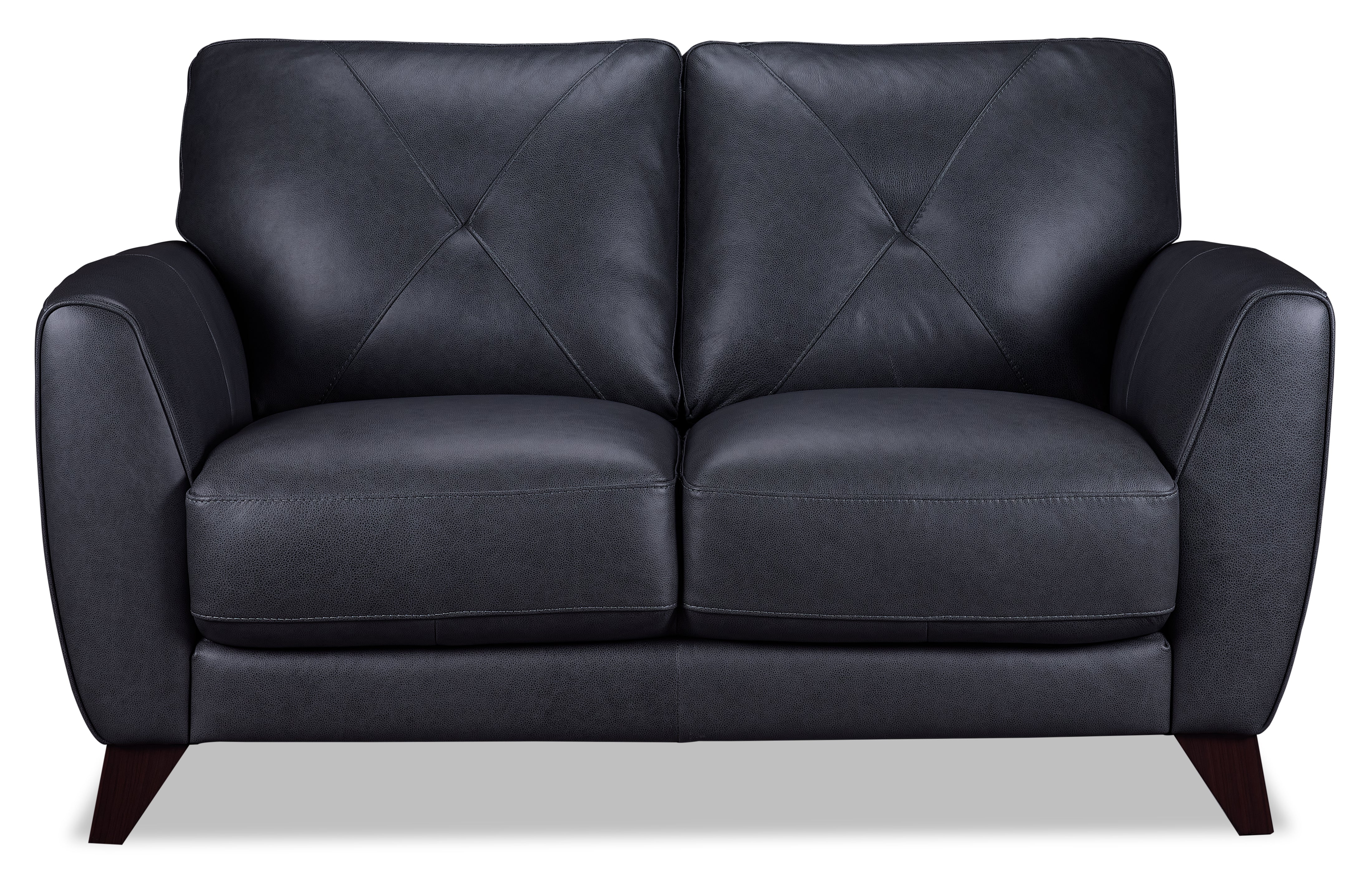 Carole Leather Loveseat - Grey